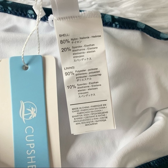 Cupshe NWT Criss Cross Wrap Swimsuit Padding Navy Bubble Print Bikini Set - Picture 8 of 15